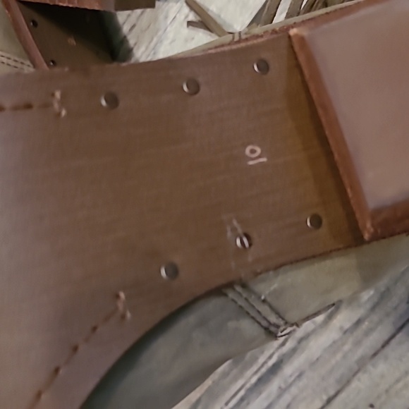 Sam Edelman Louis Louie Taupe Green Suede Leather Fringe Ankle Boots 10 Western - Picture 8 of 14